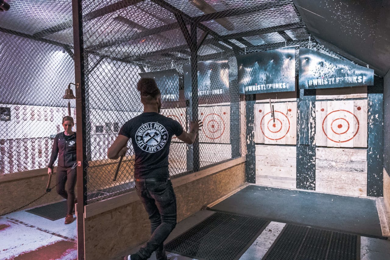 Axe throwing with Whistle Punks